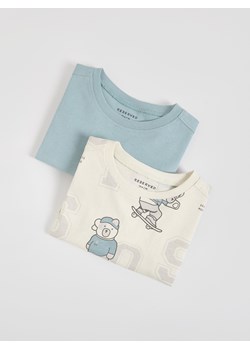 Reserved - Bawełniany longsleeve 2 pack - złamana biel ze sklepu Reserved w kategorii T-shirty chłopięce - zdjęcie 185929425