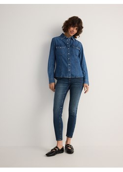 Reserved - Jeansy slim fit ze średnim stanem - niebieski ze sklepu Reserved w kategorii Jeansy damskie - zdjęcie 185929657