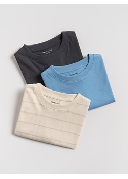 Reserved - Bawełniany t-shirt 3 pack - złamana biel ze sklepu Reserved w kategorii T-shirty chłopięce - zdjęcie 185929785