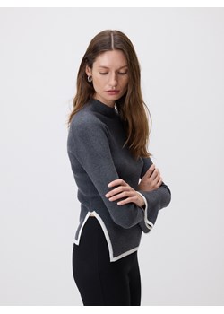 Reserved - Sweter z kontrastową lamówką - szary ze sklepu Reserved w kategorii Swetry damskie - zdjęcie 185930227