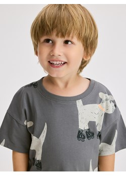 Reserved - T-shirt oversize z nadrukiem - ciemnoszary ze sklepu Reserved w kategorii T-shirty chłopięce - zdjęcie 185930267
