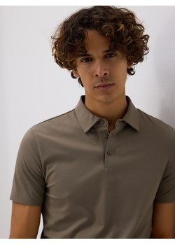 Reserved - Koszulka polo slim - beżowy ze sklepu Reserved w kategorii T-shirty męskie - zdjęcie 185933026