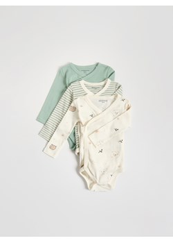 Reserved - Bawełniane body 3 pack - jasnozielony - id: 357FP-70X - marki Reserved - 185934827 Reserved - Bawełniane body 3 pack - jasnozielony ze sklepu Reserved w kategorii Odzież dla niemowląt - zdjęcie 185934827