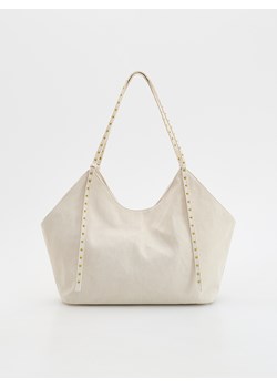 Reserved - Szturksowa torebka shopper - złamana biel ze sklepu Reserved w kategorii Torby Shopper bag - zdjęcie 185934966