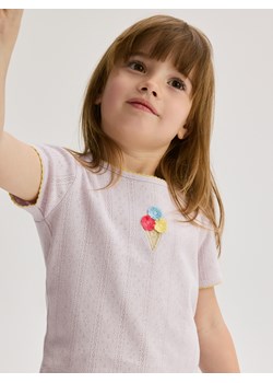 Reserved - T-shirt z haftem - lawendowy ze sklepu Reserved w kategorii Bluzki dziewczęce - zdjęcie 185935639