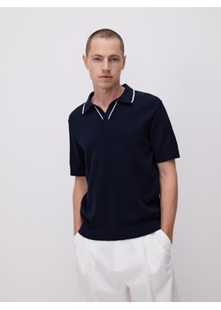 Reserved - Polo z domieszką lnu - granatowy ze sklepu Reserved w kategorii Swetry męskie - zdjęcie 185935809