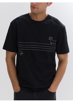 Reserved - T-shirt regular z haftem - czarny ze sklepu Reserved w kategorii T-shirty męskie - zdjęcie 185936676