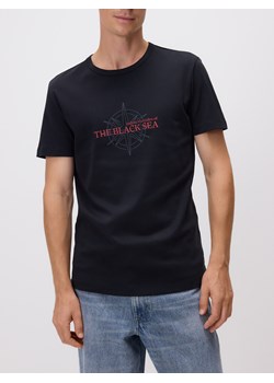 Reserved - T-shirt slim fit z nadrukiem - czarny ze sklepu Reserved w kategorii T-shirty męskie - zdjęcie 185936767