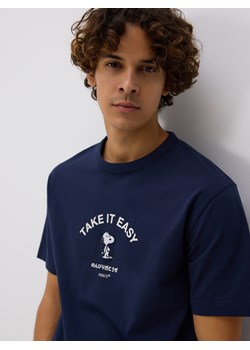 Reserved - Bawełniany t-shirt Snoopy - granatowy ze sklepu Reserved w kategorii T-shirty męskie - zdjęcie 185937577