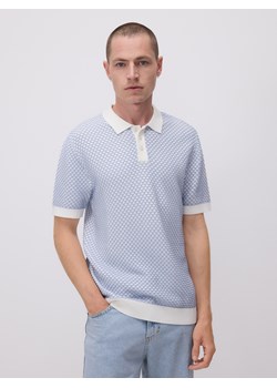 Reserved - Sweter polo ze strukturalnej dzianiny - jasnoniebieski ze sklepu Reserved w kategorii Swetry męskie - zdjęcie 185938065