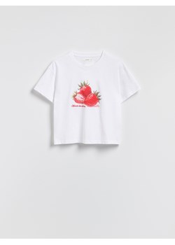 Reserved - T-shirt z nadrukiem - biały ze sklepu Reserved w kategorii Bluzki damskie - zdjęcie 185939925