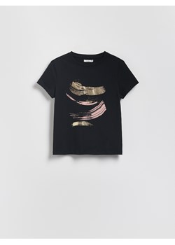 Reserved - T-shirt z nadrukiem - czarny ze sklepu Reserved w kategorii Bluzki damskie - zdjęcie 185940598