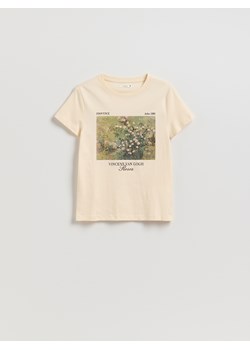 Reserved - T-shirt z nadrukiem - kremowy ze sklepu Reserved w kategorii Bluzki damskie - zdjęcie 185940639