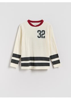Reserved - Bawełniany longsleeve - złamana biel ze sklepu Reserved w kategorii Bluzy chłopięce - zdjęcie 185940739