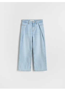 Reserved - Jeansy wide leg z zakładkami - niebieski ze sklepu Reserved w kategorii Spodnie dziewczęce - zdjęcie 185944039