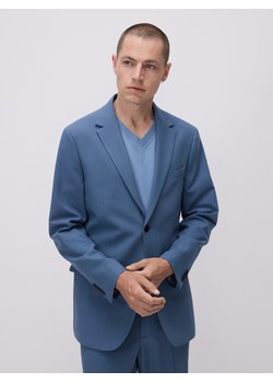Reserved - Marynarka slim fit z domieszką lnu - granatowy ze sklepu Reserved w kategorii Marynarki męskie - zdjęcie 185944665