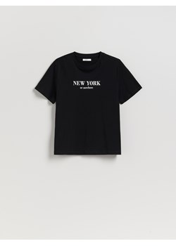 Reserved - T-shirt z nadrukiem - czarny ze sklepu Reserved w kategorii Bluzki damskie - zdjęcie 185946547