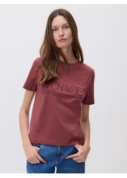 Reserved - T-shirt z nadrukiem - bordowy ze sklepu Reserved w kategorii Bluzki damskie - zdjęcie 185946599