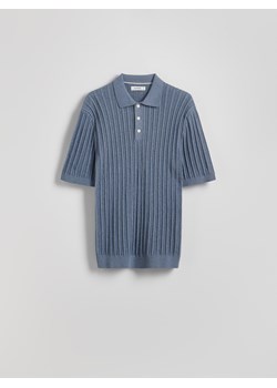 Reserved - Strukturalny sweter polo - niebieski - id: 931ED-55M - marki Reserved - 185947778 Reserved - Strukturalny sweter polo - niebieski ze sklepu Reserved w kategorii Swetry męskie - zdjęcie 185947778