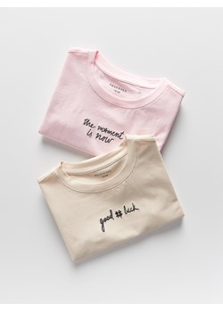 Reserved - Bawełniany t-shirt z haftem 2 pack - wielobarwny ze sklepu Reserved w kategorii Bluzki dziewczęce - zdjęcie 185948258