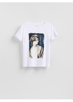 Reserved - T-shirt z nadrukiem - biały ze sklepu Reserved w kategorii Bluzki damskie - zdjęcie 185949666
