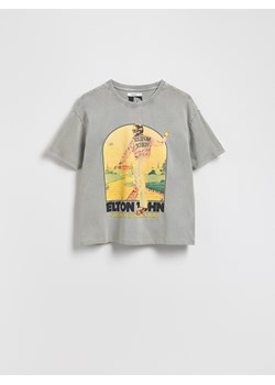 Reserved - T-shirt z nadrukiem Elton John - jasnoszary ze sklepu Reserved w kategorii Bluzki damskie - zdjęcie 185950046