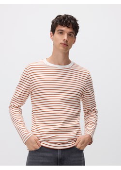 Reserved - Bawełniany longsleeve - złamana biel ze sklepu Reserved w kategorii T-shirty męskie - zdjęcie 185951109