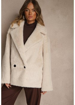 Beżowa Dwurzędowa Kurtka Futerko o Fasonie Oversize Manella ze sklepu renee.pl w kategorii Kurtki damskie - zdjęcie 185954065
