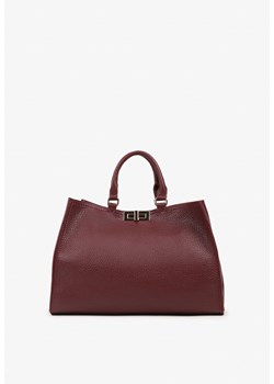 Bordowa Torebka Shopperka z Rączkami Ozdobiona Klamrą Nalasia ze sklepu renee.pl w kategorii Torby Shopper bag - zdjęcie 185954388