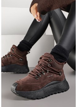 Brązowe Sneakersy Śniegowce Vices na Platformie w Sportowym Stylu Nelsella ze sklepu renee.pl w kategorii Buty sportowe damskie - zdjęcie 185955189