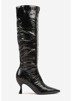 Czarne Kozaki Vices na Szpilce w Stylu Slouchy z Efektem Cracked Todvire ze sklepu renee.pl w kategorii Kozaki damskie - zdjęcie 185955405