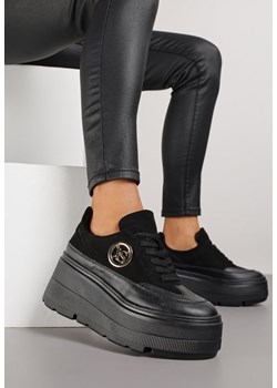 Czarne Chunky Sneakersy Vices na Platformie z Okrągłym Detalem Sedvira ze sklepu renee.pl w kategorii Buty sportowe damskie - zdjęcie 185955486