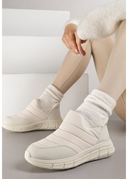 Beżowe Sneakersy Śniegowce na Platformie z Tłoczeniem i Pikowaną Cholewką Vermina ze sklepu renee.pl w kategorii Buty sportowe damskie - zdjęcie 185955848