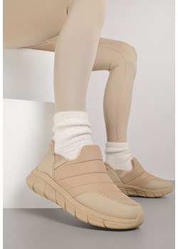 Ciemnobeżowe Sneakersy Śniegowce na Platformie z Tłoczeniem i Pikowaną Cholewką Vermina ze sklepu renee.pl w kategorii Buty sportowe damskie - zdjęcie 185955869