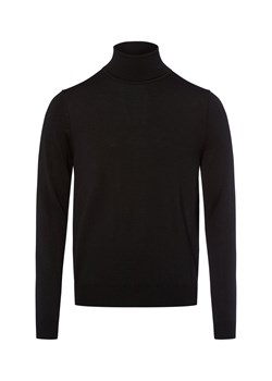 HUGO Męski sweter z dzianiny z wełny dziewiczej - San Thomas Mężczyźni wełna ze strzyży czarny jednolity ze sklepu vangraaf w kategorii Swetry męskie - zdjęcie 185956679