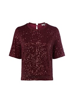Marie Lund Damska koszula z cekinami Kobiety Sztuczne włókno bakłażanowy jednolity ze sklepu vangraaf w kategorii Bluzki damskie - zdjęcie 185956778
