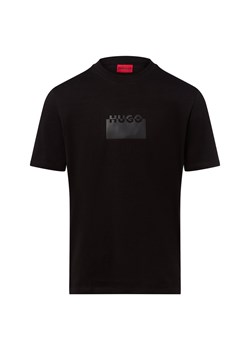 HUGO Koszulka męska - Delastio Mężczyźni Dżersej czarny jednolity ze sklepu vangraaf w kategorii T-shirty męskie - zdjęcie 185956797