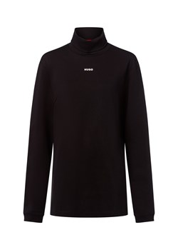 HUGO Męska koszula z golfem - Daporollo Mężczyźni Bawełna czarny jednolity ze sklepu vangraaf w kategorii T-shirty męskie - zdjęcie 185956798