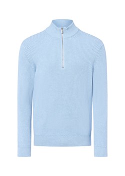 Nils Sundström Męski sweter z dzianiny Mężczyźni Bawełna jasnoniebieski jednolity ze sklepu vangraaf w kategorii Swetry męskie - zdjęcie 185956917