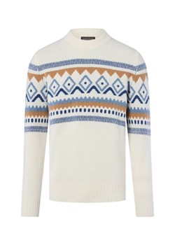 Finshley & Harding Męski sweter z dzianiny z zawartością wełny Mężczyźni écru wzorzysty ze sklepu vangraaf w kategorii Swetry męskie - zdjęcie 185956955