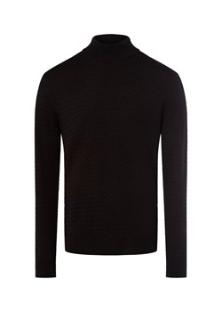 Finshley & Harding Męski sweter z dzianiny Mężczyźni wełna ze strzyży czarny wypukły wzór tkaniny ze sklepu vangraaf w kategorii Swetry męskie - zdjęcie 185956956