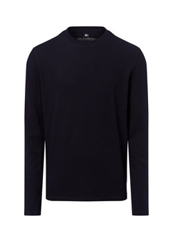 Nils Sundström Męska koszula z długim rękawem Mężczyźni Bawełna granatowy wypukły wzór tkaniny ze sklepu vangraaf w kategorii T-shirty męskie - zdjęcie 185956979