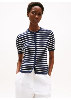 Tommy Hilfiger Damski kardigan z krótkim rękawem Kobiety Bawełna granatowy jednolity ze sklepu vangraaf w kategorii Swetry damskie - zdjęcie 185957068