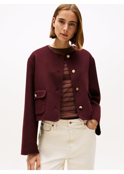 Tommy Hilfiger Damska kurtka pudełkowa z zawartością wełny Kobiety bordowy jednolity ze sklepu vangraaf w kategorii Marynarki damskie - zdjęcie 185957076