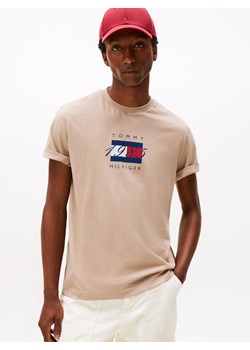 Tommy Hilfiger Koszulka męska Mężczyźni Bawełna taupe nadruk ze sklepu vangraaf w kategorii T-shirty męskie - zdjęcie 185957087