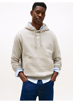 Tommy Hilfiger Męski sweter z kapturem Mężczyźni Materiał dresowy jasny szary marmurkowy ze sklepu vangraaf w kategorii Bluzy męskie - zdjęcie 185957098