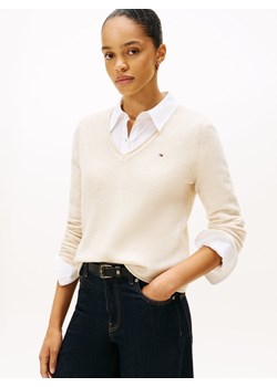 Tommy Hilfiger Sweter damski z dzianiny Kobiety Wełna écru marmurkowy ze sklepu vangraaf w kategorii Swetry damskie - zdjęcie 185957129