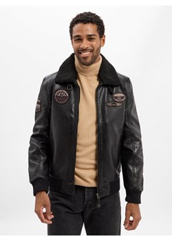 Finshley & Harding Męska kurtka skórzana -GMChicago Mężczyźni skóra czarny jednolity ze sklepu vangraaf w kategorii Kurtki męskie - zdjęcie 185957298