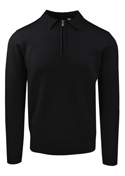 Męski, Lekki Sweter z Wiskozy z Kołnierzykiem Polo - Brave Soul - Czarny SWBRSAW25tippleBLACK ze sklepu JegoSzafa.pl w kategorii Swetry męskie - zdjęcie 185959675