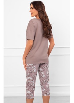 Bawełniana piżama damska na krótki rękaw i 3/4 spodnie Kimuri, Kolor cappuccino, Rozmiar M, Italian Fashion ze sklepu Primodo w kategorii Piżamy damskie - zdjęcie 185960996